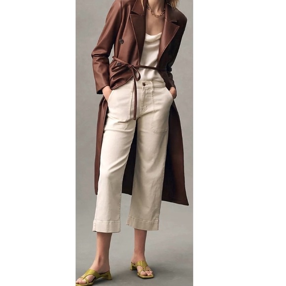 Banana republic stretch khaki cropped wide leg pants Size 4 - Picture 2 of 8